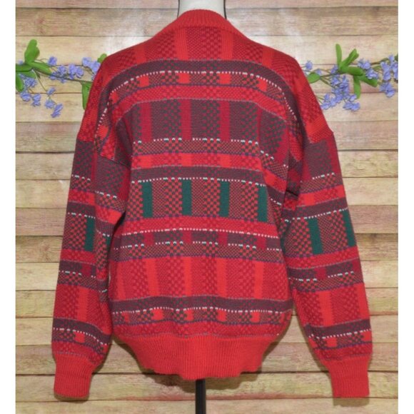 Top Notch Knits Unisex XL Red Green Heavy Knit 100% Wool Sweater Made In USA - Picture 5 of 8